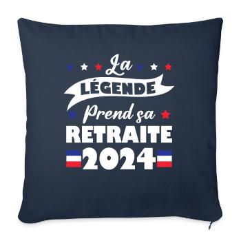 La Légende Prend Sa Retraite 2024 Humour Cadeau - Housse de coussin décorative 45 x 45 cm - bleu marine - Devant
