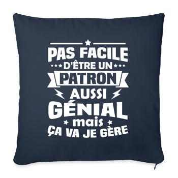 Un patron aussi génial mais ça va je gère - Housse de coussin décorative 45 x 45 cm - bleu marine - Devant