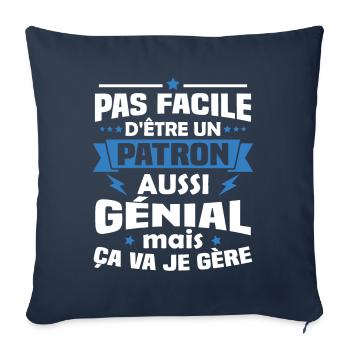Un patron aussi génial mais ça va je gère - Housse de coussin décorative 45 x 45 cm - bleu marine - Devant
