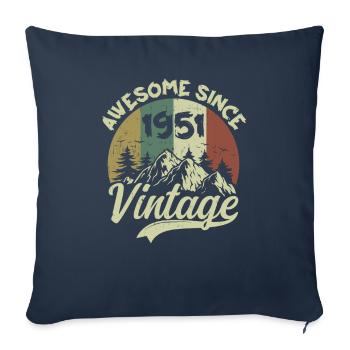 Millésime 1951 Cadeau D'anniversaire 1951 - Housse de coussin décorative 45 x 45 cm - bleu marine - Devant