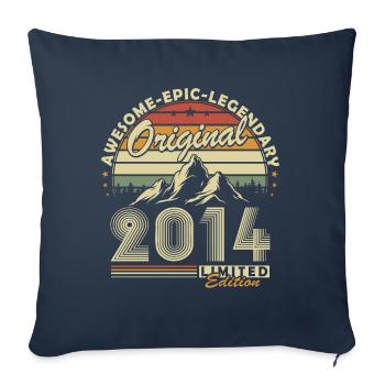 2014 Vintage Cadeau D’anniversaire 10 Ans Rétro - Housse de coussin décorative 45 x 45 cm - bleu marine - Devant