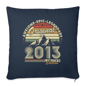 2013 Vintage Cadeau D’anniversaire 10 Ans Rétro - Housse de coussin décorative 45 x 45 cm - bleu marine - Devant