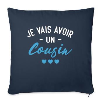 Je vais avoir un cousin - Housse de coussin décorative 45 x 45 cm - bleu marine - Devant