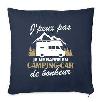 Je me barre en camping-car Humour Cadeau - Housse de coussin décorative 45 x 45 cm - bleu marine - Devant