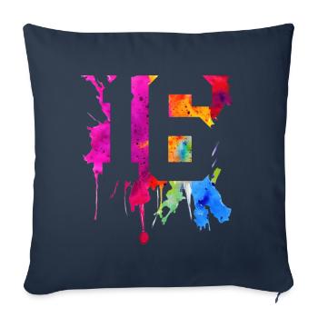 16 ANS 16E ANNIVERSAIRE - Housse de coussin décorative 45 x 45 cm - bleu marine - Devant