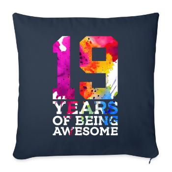 19 ANS D’ÊTRE GÉNIAL 19E ANNIVERSAIRE - Housse de coussin décorative 45 x 45 cm - bleu marine - Devant