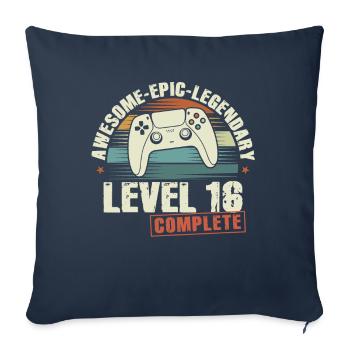 Niveau 16 Terminez 16e Cadeau d’anniversaire - Housse de coussin décorative 45 x 45 cm - bleu marine - Devant