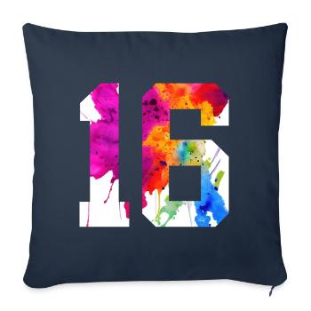 NUMÉRO 16 ANS 16ÈME ANNIVERSAIRE - Housse de coussin décorative 45 x 45 cm - bleu marine - Devant