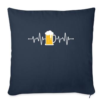 Battement de cœur de la bière - Housse de coussin décorative 45 x 45 cm - bleu marine - Devant