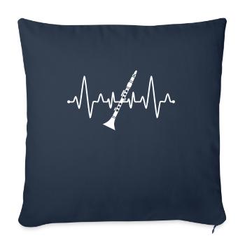 Battement de cœur clarinettiste - Housse de coussin décorative 45 x 45 cm - bleu marine - Devant