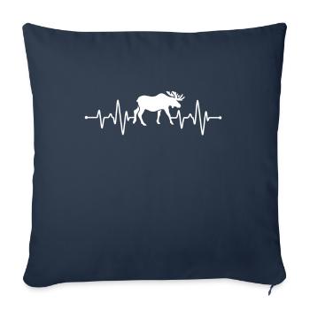 Battement de cœur de l’orignal - Housse de coussin décorative 45 x 45 cm - bleu marine - Devant