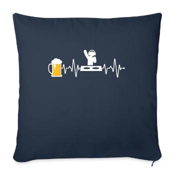 Beer and DJ Techno Heartbeat - Sofa pillowcase 17,3'' x 17,3'' (45 x 45 cm) - navy - Front