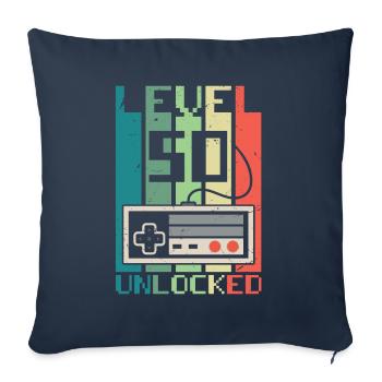 Level 50 Unlocked - Sofa pillowcase 17,3'' x 17,3'' (45 x 45 cm) - navy - Front