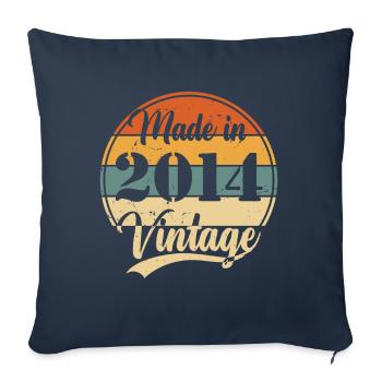 Cadeau d’anniversaire vintage 2014 10 ans - Housse de coussin décorative 45 x 45 cm - bleu marine - Devant