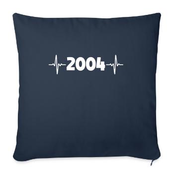 Anniversaire 2004 Battement de cœur Année 2004 - Housse de coussin décorative 45 x 45 cm - bleu marine - Devant