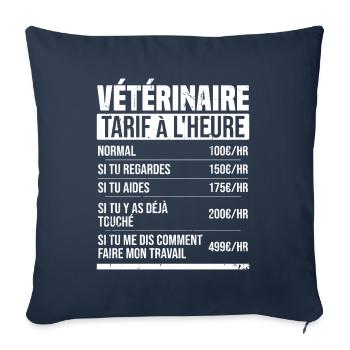 Vétérinaire tarif à l'heure idée cadeau humour - Housse de coussin décorative 45 x 45 cm - bleu marine - Devant