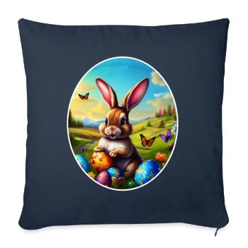 Pretty easter bunny in landscape - Sofa pillowcase 17,3'' x 17,3'' (45 x 45 cm) - navy - Front