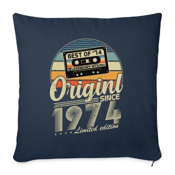 Original depuis 1974 Vintage cadeau d’anniversaire - Housse de coussin décorative 45 x 45 cm - bleu marine - Devant