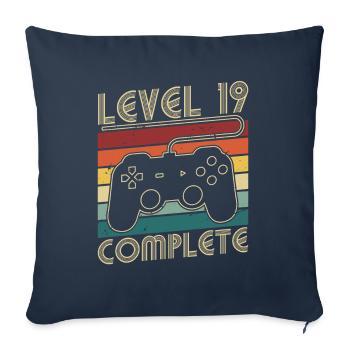 Niveau 19 Complet Cadeau d’anniversaire 19 ans - Housse de coussin décorative 45 x 45 cm - bleu marine - Devant