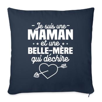 Je suis une Maman et une belle mère qui déchire - Housse de coussin décorative 45 x 45 cm - bleu marine - Devant