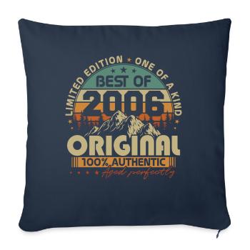 Original 2006 Vintage cadeau d’anniversaire rétro - Housse de coussin décorative 45 x 45 cm - bleu marine - Devant