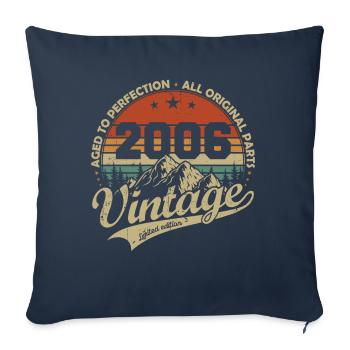 Vintage 2006 rétro Vintage cadeau d’anniversaire - Housse de coussin décorative 45 x 45 cm - bleu marine - Devant