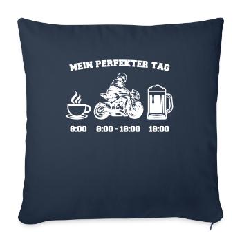 Motard drôle motard ma journée parfaite - Housse de coussin décorative 45 x 45 cm - bleu marine - Devant