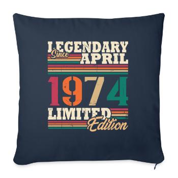 Vintage 1974 Avril Cadeau Anniversaire Rétro - Housse de coussin décorative 45 x 45 cm - bleu marine - Devant