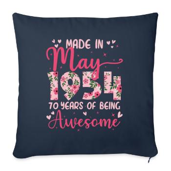 Mai 1954 Cadeau Anniversaire 70 Ans Pour Femme - Housse de coussin décorative 45 x 45 cm - bleu marine - Devant