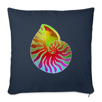 Coquillage violet vert rouge - Housse de coussin décorative 45 x 45 cm - bleu marine - Devant