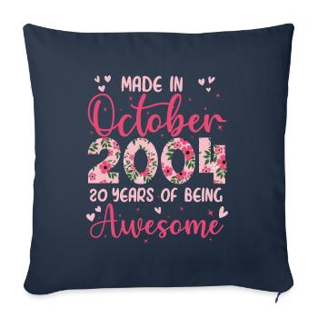 October 2004 20th Birthday for Girls - Sofa pillowcase 17,3'' x 17,3'' (45 x 45 cm) - navy - Front