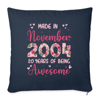 November 2004 20th Birthday for Girls - Sofa pillowcase 17,3'' x 17,3'' (45 x 45 cm) - navy - Front