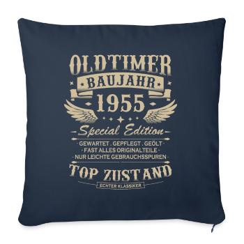 Oldtimer Baujahr 1955 Jahrgang Geburtstag Geschenk - Sofakissenbezug 45 x 45 cm - Navy - Vorne