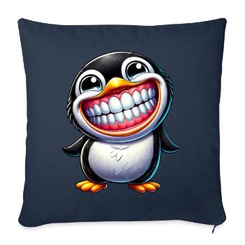 Pingouin drôle avec un grand rire - Housse de coussin décorative 45 x 45 cm - bleu marine - Devant