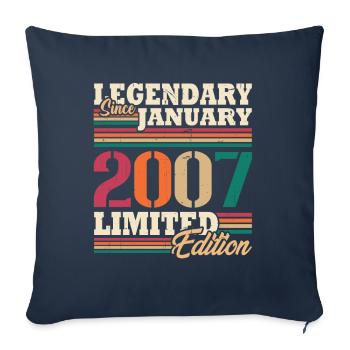 Vintage 2007 Janvier Cadeau Anniversaire Rétro - Housse de coussin décorative 45 x 45 cm - bleu marine - Devant
