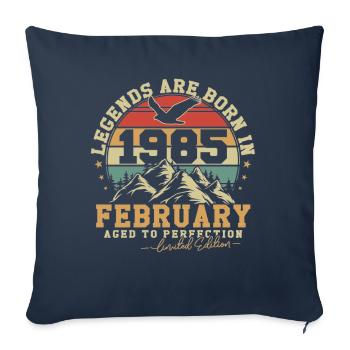 Février 1985 Vintage Anniversaire 1985 Cadeau - Housse de coussin décorative 45 x 45 cm - bleu marine - Devant