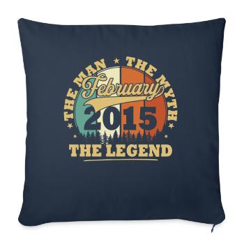 Millésime Février 2015 Cadeau d’anniversaire 10 ans - Housse de coussin décorative 45 x 45 cm - bleu marine - Devant