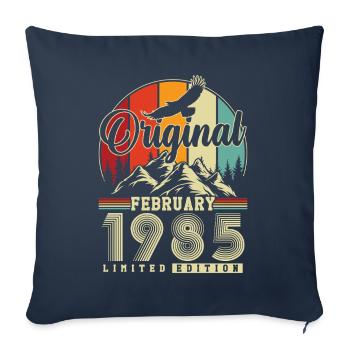 Original Février 1985 Vintage Anniversaire - Housse de coussin décorative 45 x 45 cm - bleu marine - Devant