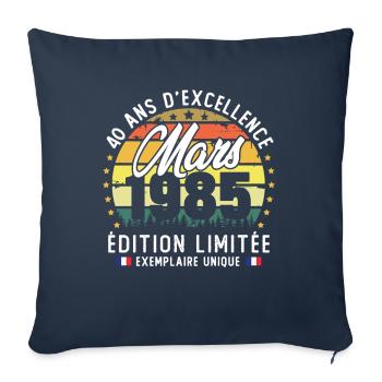 Mars 1985 Vintage Cadeau Anniversaire 40 Ans - Housse de coussin décorative 45 x 45 cm - bleu marine - Devant