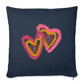 Cœur dans cœur cœur double cœur - Housse de coussin décorative 45 x 45 cm - bleu marine - Devant