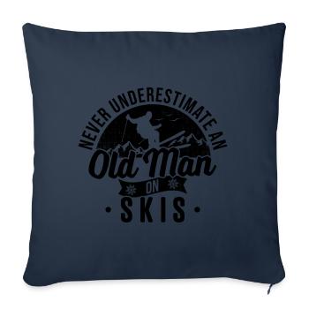 Old man on ski Funny beginner skiers Skiers - Sofa pillowcase 17,3'' x 17,3'' (45 x 45 cm) - navy - Front
