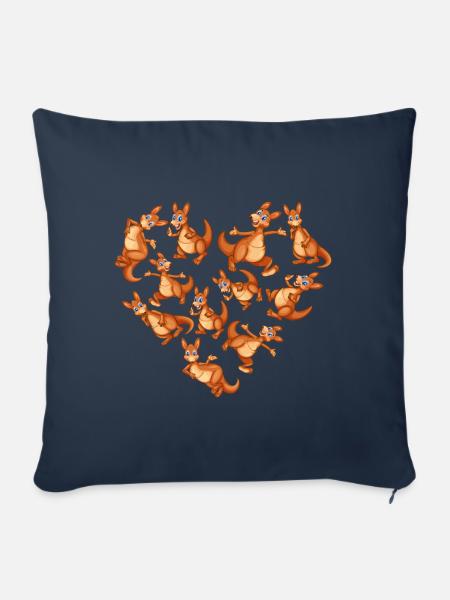 Herz Kängurus - Sofakissenbezug 45 x 45 cm - Navy