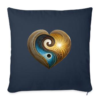 Heart Yin Yang Sun Moon Tree of Life - Sofa pillowcase 17,3'' x 17,3'' (45 x 45 cm) - navy - Front