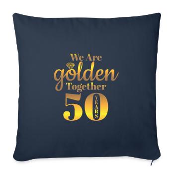 Mariage en or 50 ans cadeau marié - Housse de coussin décorative 45 x 45 cm - bleu marine - Devant