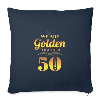 Mariage en or 50 ans cadeau marié - Housse de coussin décorative 45 x 45 cm - bleu marine - Devant