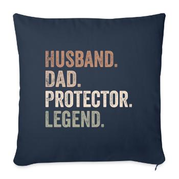 Husband Dad Protector Legend - Father's Day Gift - Housse de coussin décorative 45 x 45 cm - bleu marine - Devant