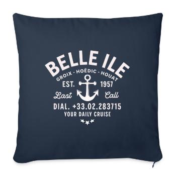 Belle Ile daily cruise last call coul - Housse de coussin décorative 45 x 45 cm - bleu marine - Devant