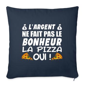 L argent Ne Fait Pas Le Bonheur La Pizza Oui - Housse de coussin décorative 45 x 45 cm - bleu marine - Devant