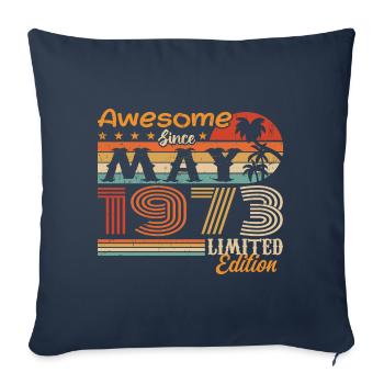 Mai 1973 - Année 1973 Jubilé - Mai 1973 - Housse de coussin décorative 45 x 45 cm - bleu marine - Devant