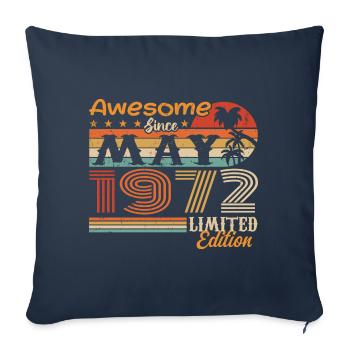Mai 1972 - Année 1972 Jubilé - Mai 1972 - Housse de coussin décorative 45 x 45 cm - bleu marine - Devant